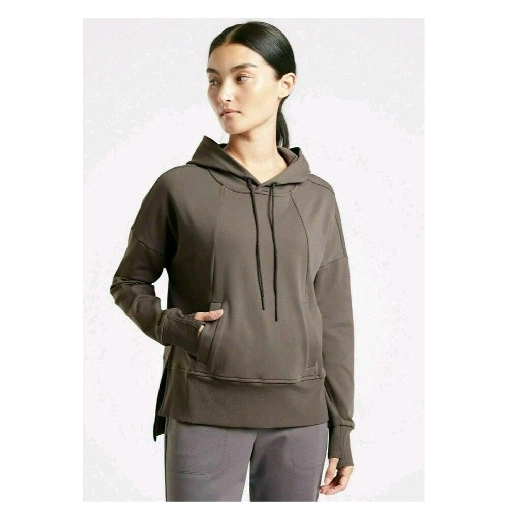 ATHLETA Mission Hoodie Sculptek Hooded Long Sleeve Sweatshirt Shale Size S